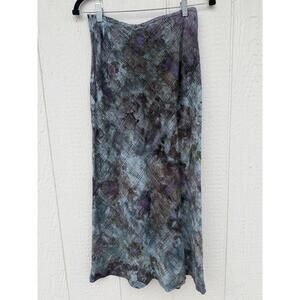 100% Linen Vintage Tie-Dye Pattern Maxi Skirt